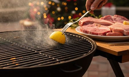 Frotar un limón en la parrilla en Navidad. Frotar un limón en la parrilla en Navidad.