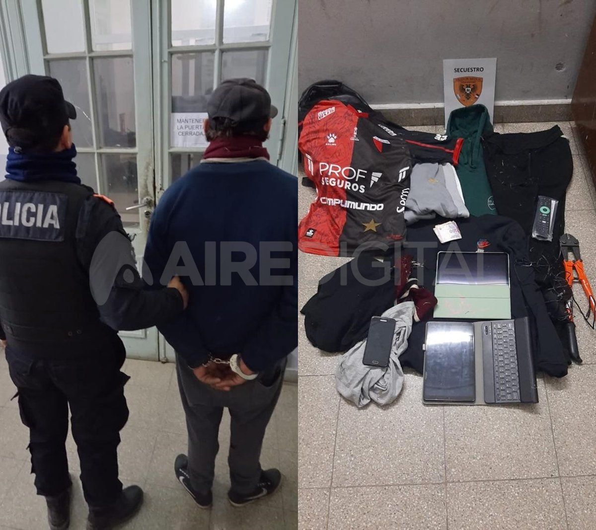 Una tablet, un Ipad y ropa deportiva, entre otras cosas, fueron recuperadas.