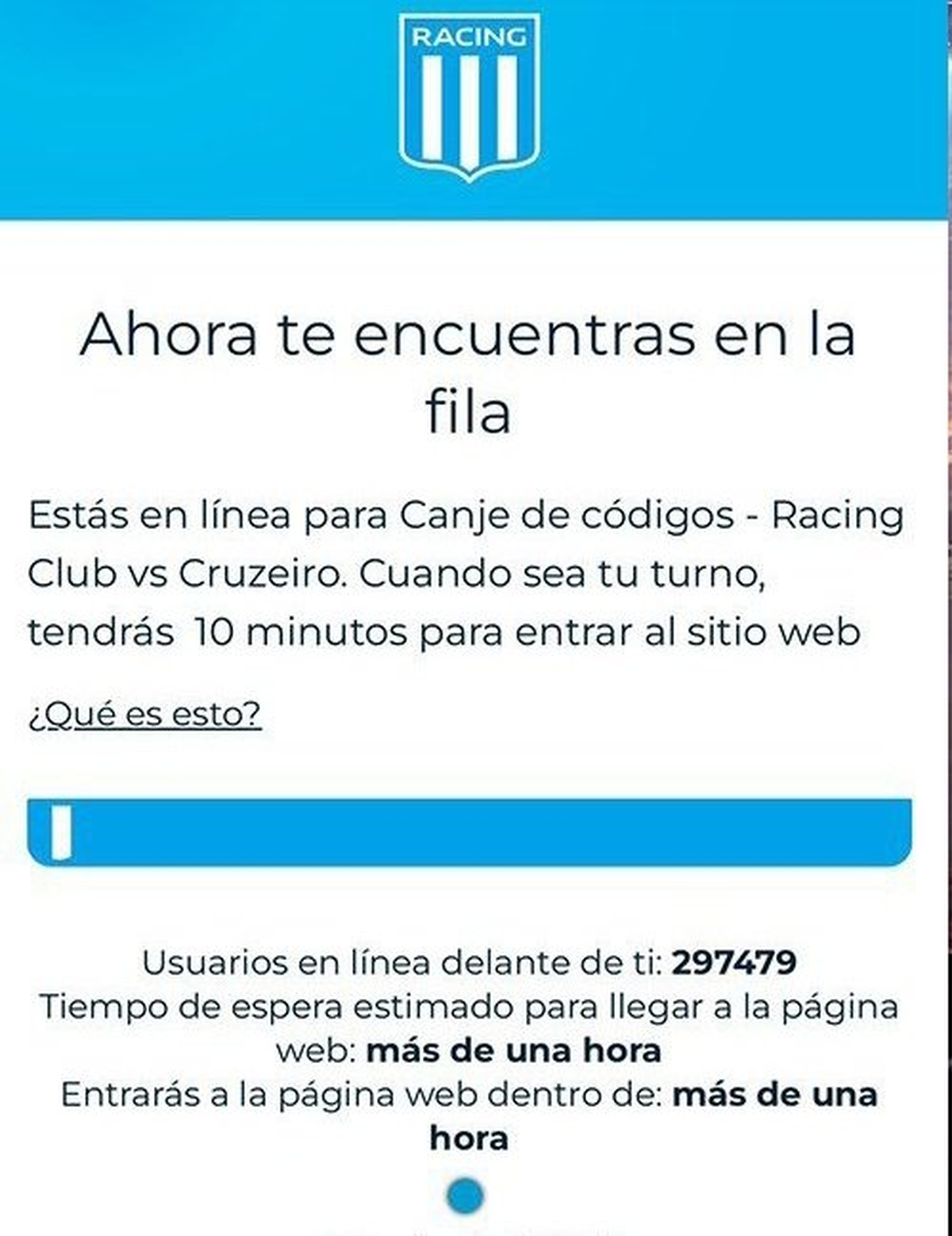 Con casi 300 mil hinchas de Racing en la fila virtual, comenzó la venta de entradas para ver la final de la Copa Sudamericana. Con casi 300 mil hinchas de Racing en la fila virtual, comenzó la venta de entradas para ver la final de la Copa Sudamericana.