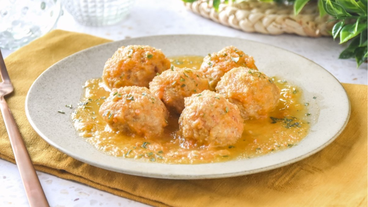 Albóndigas de pollo bajas en grasa.