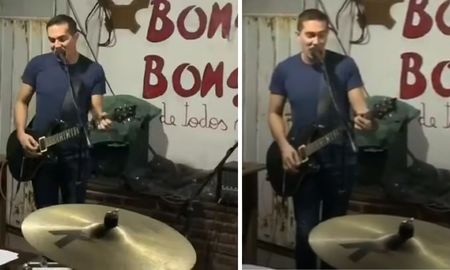 Rodolfo Barili cambió el saco y la corbata por la guitarra para interpretar una de las canciones más conocidas de La Renga. Rodolfo Barili cambió el saco y la corbata por la guitarra para interpretar una de las canciones más conocidas de La Renga.