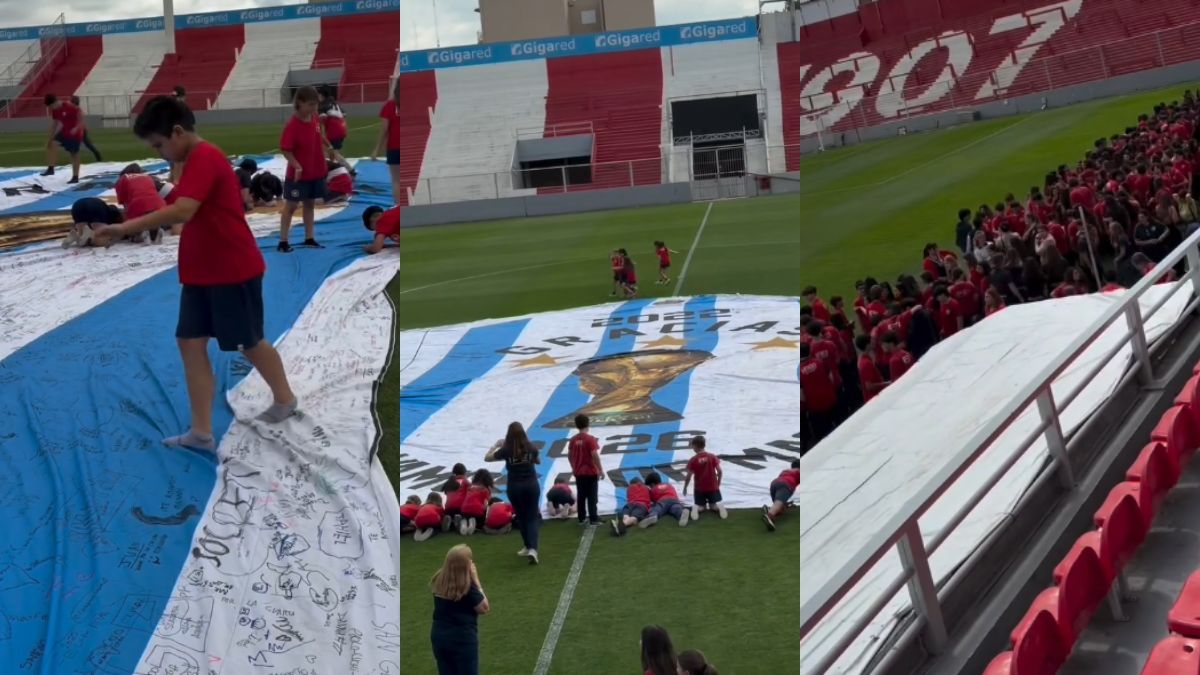 La bandera de la Selección Argentina que recorre las escuelas de Santa Fe y será entregada a Chiqui Tapia visitó Unión.