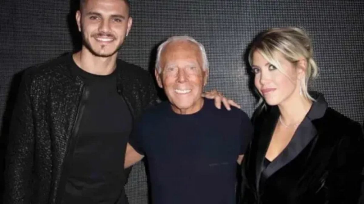 Wanda Nara y Mauro Icardi junto a Giorgio Armani en 2018. Wanda Nara y Mauro Icardi junto a Giorgio Armani en 2018.