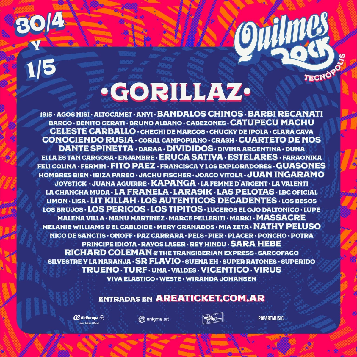 Grilla completa de las bandas que se presentar&aacute;n en el Quilmes Rock 2022