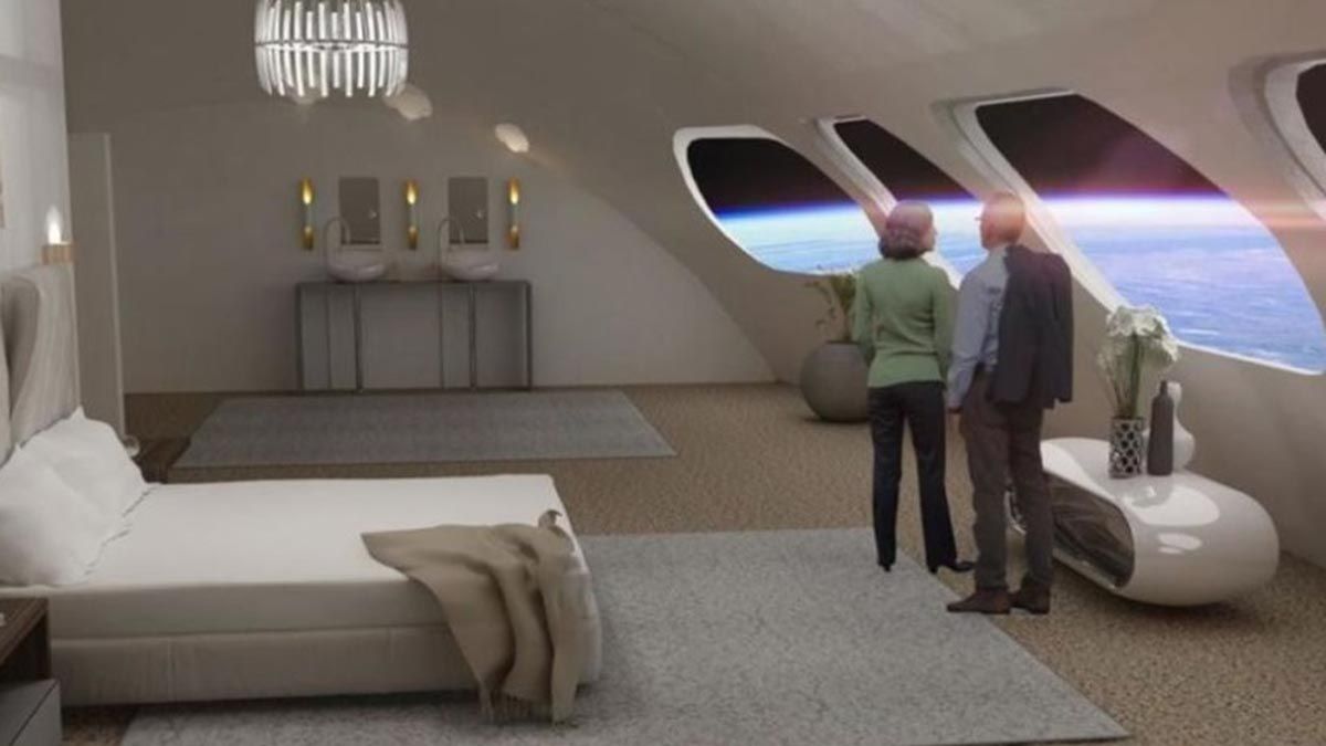 Modelo de habitación del hotel espacial Voyager.