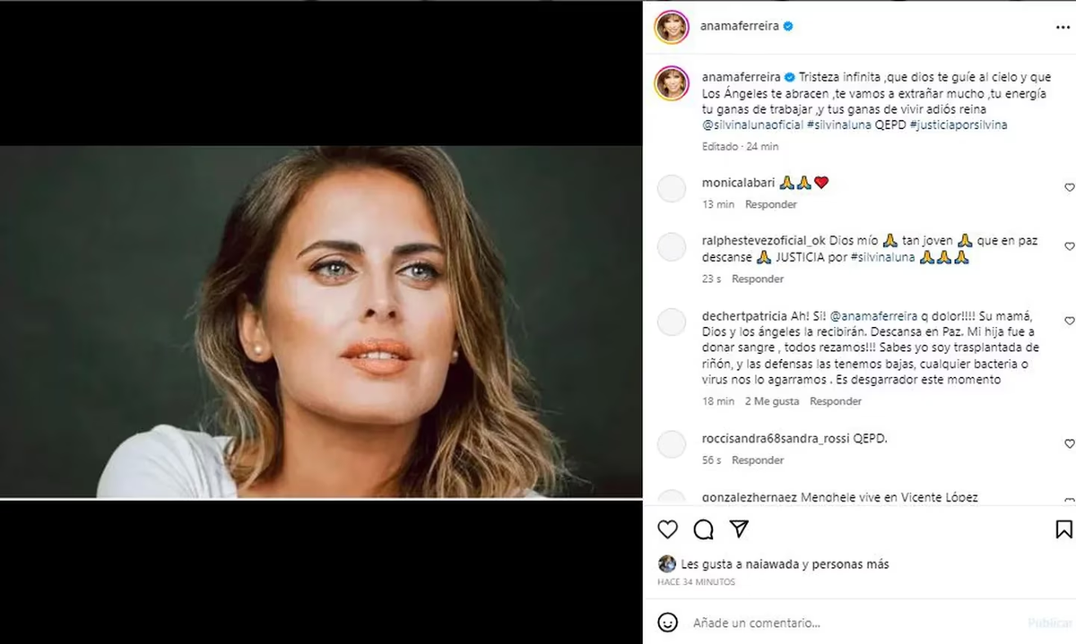 Anamá Ferreira despidió a Silvina Luna. Anamá Ferreira despidió a Silvina Luna.