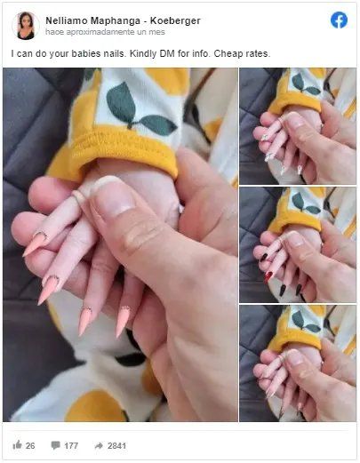 Le colocó uñas esculpidas a su bebé y generó polémica en las redes. 