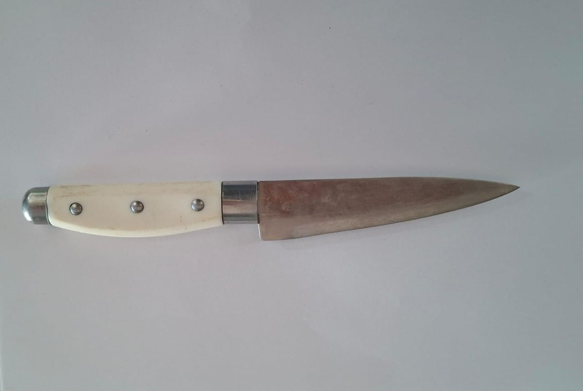 El arma blanca secuestrada a los menores tras el robo en el centro de Santa Fe.