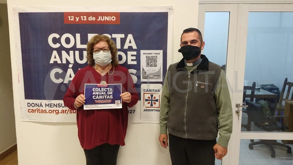 lLa directora de Cáritas Martha Greppi y Padre Javier Rossi