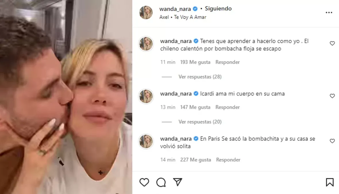 Los comentarios que la supuesta "Wanda Nara" hizo en su cuenta de Instagram.