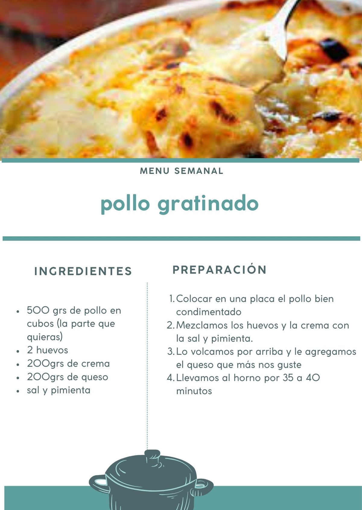 El pollo gratinado es una excelente opción para preparar en casa, ya que lleva pocos ingredientes y su preparación es muy sencilla. El pollo gratinado es una excelente opción para preparar en casa, ya que lleva pocos ingredientes y su preparación es muy sencilla.