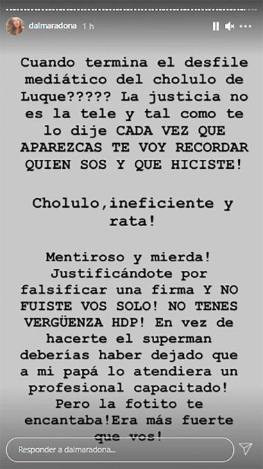 El enojo de Dalma Maradona.