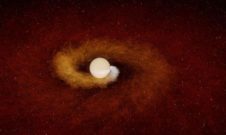 Imagen artística que muestra un planeta girando gradualmente en espiral hacia su estrella anfitriona.
