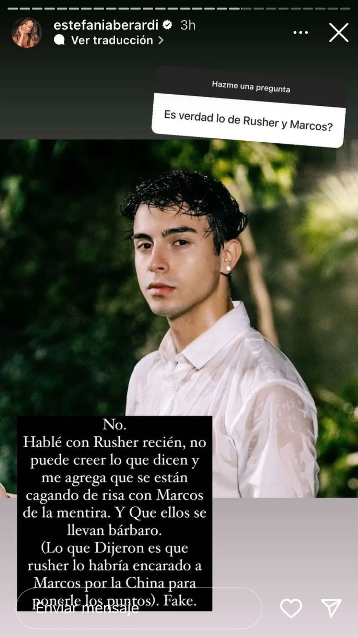 Rusherking negó los rumores de disputa por la China Suárez con Marcos Ginocchio.