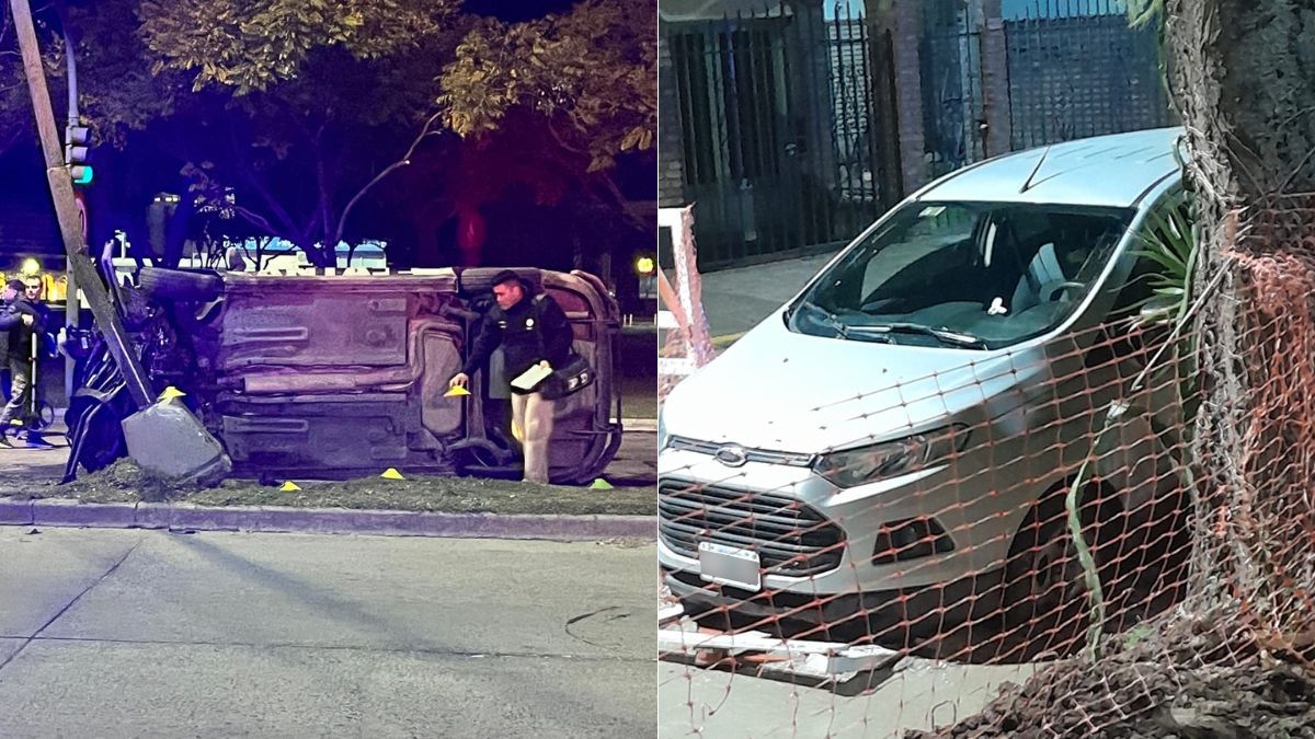 Una persecución policial terminó con un patrullero volcado