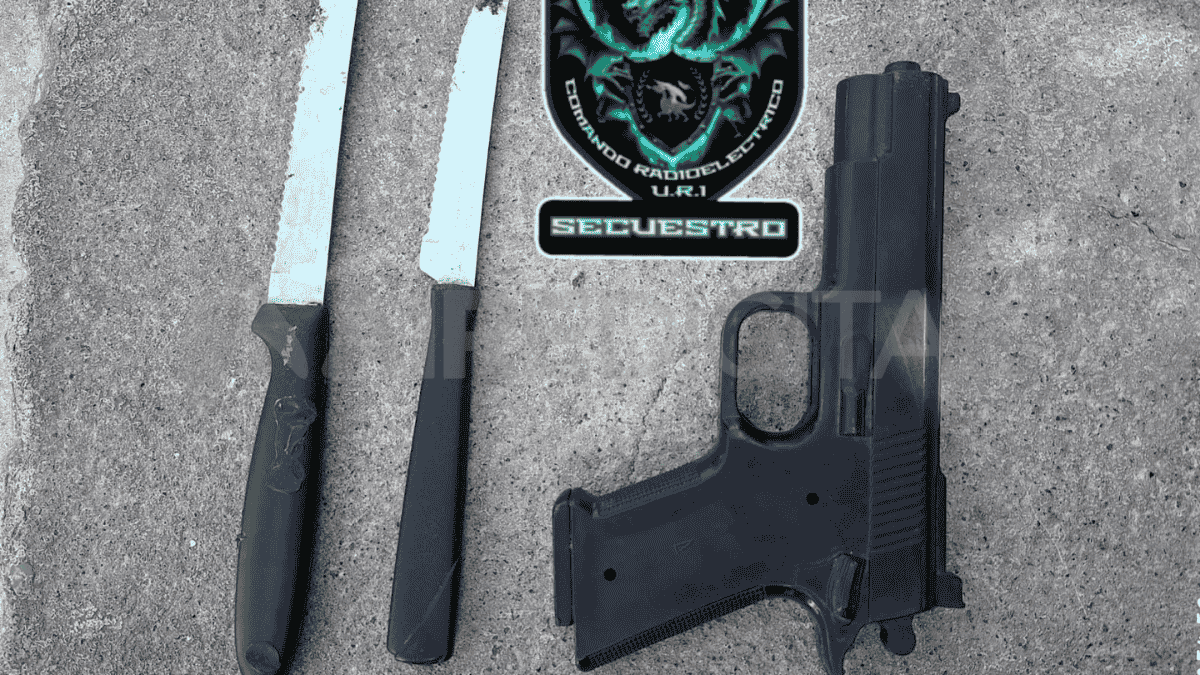 A los detenidos le secuestraron dos cuchillos y una réplica de arma de fuego. A los detenidos le secuestraron dos cuchillos y una réplica de arma de fuego.