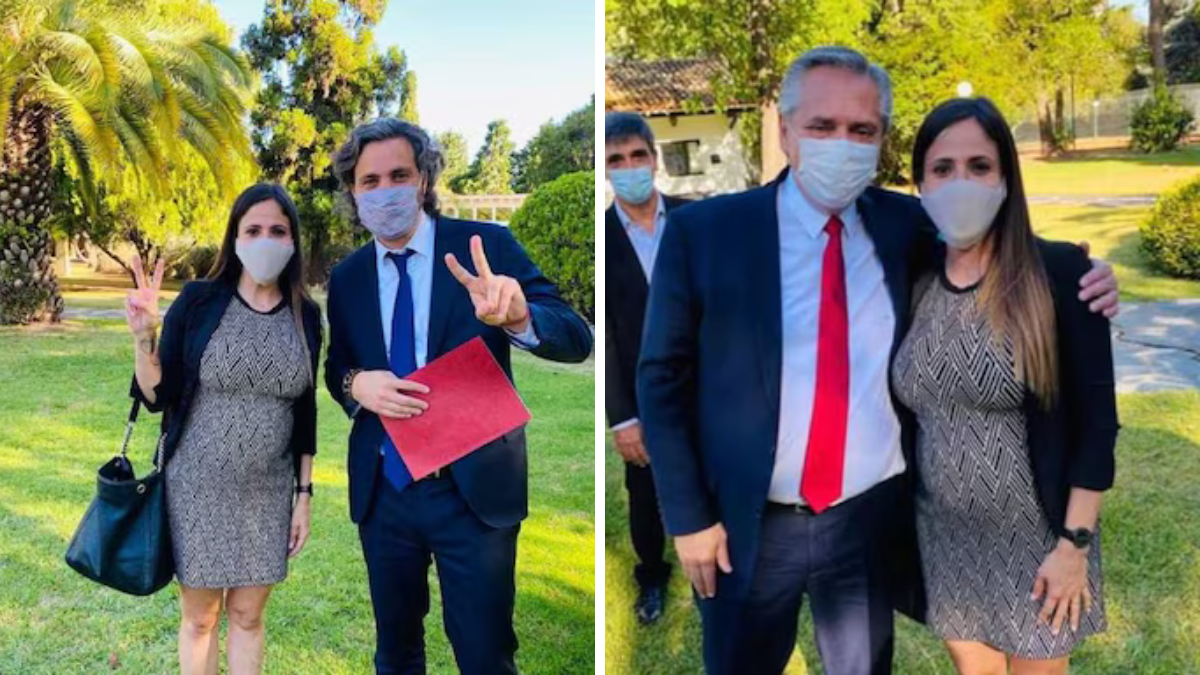 Romina Uhrig junto a Alberto Fernández y Santiago Cafiera en la Quinta Presidencial de Olivos. Romina Uhrig junto a Alberto Fernández y Santiago Cafiera en la Quinta Presidencial de Olivos.