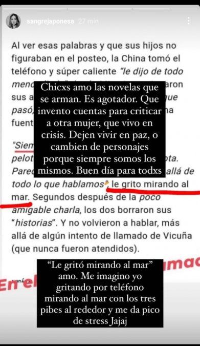 La China Suárez hizo un furioso descargo. 