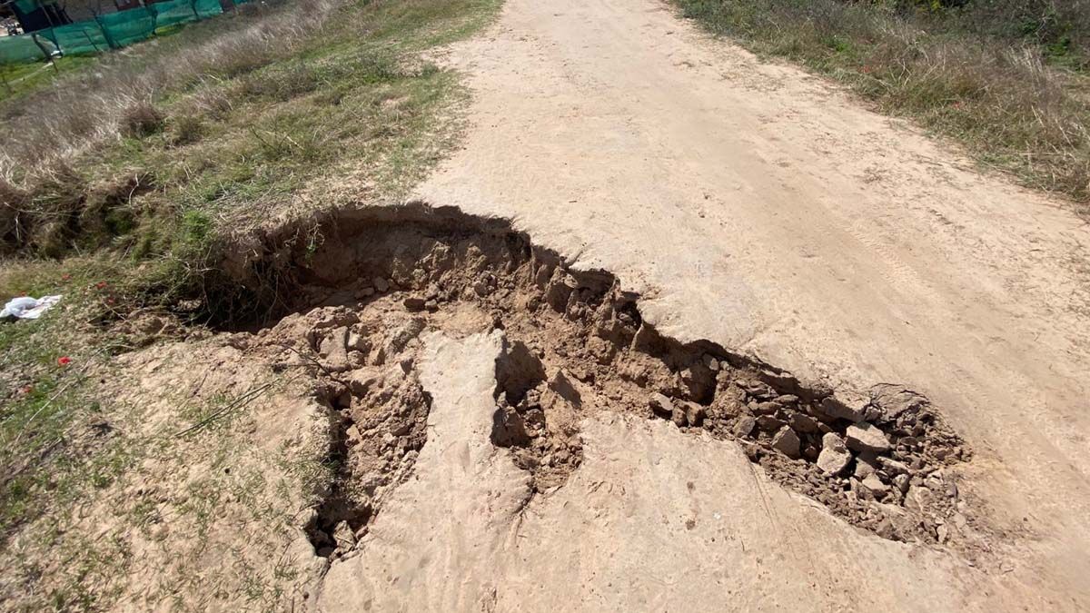 Así está actualmente la grieta en el terraplén Garello