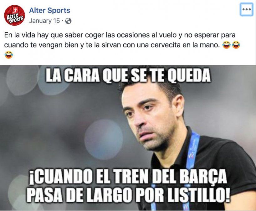 Uno de los memes o noticias falsas que creaba 13 Ventures para difamar a cualquier persona que no sea del entorno de Bartomeu y haya sido relacionado con el Barcelona.