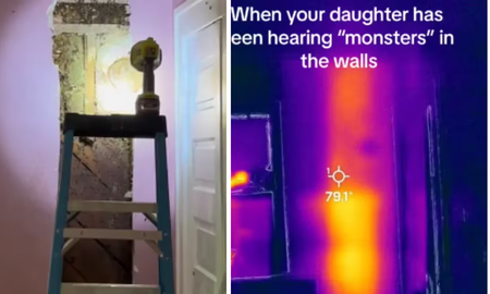 Su hija escuchaba monstruos dentro de la pared y quedaron impactados, por lo que encontraron. Su hija escuchaba monstruos dentro de la pared y quedaron impactados, por lo que encontraron.