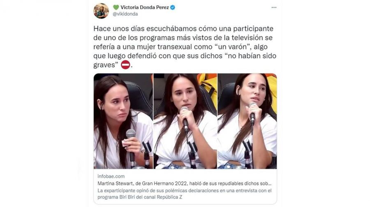 Victoria Donda contra Martina de Gran Hermano. Fue contundene vía Twitter.