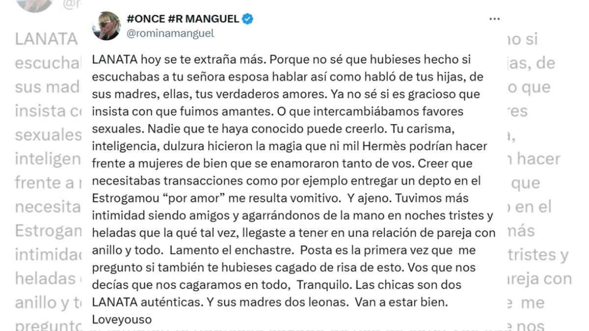 Las palabras de Romina Manguel luego de las acusaciones de Elba Marcovecchio. Las palabras de Romina Manguel luego de las acusaciones de Elba Marcovecchio.