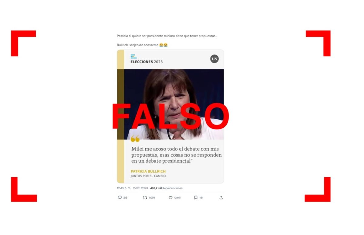 Es falsa la placa que habla de un abuso de Milei en el debate.&nbsp;