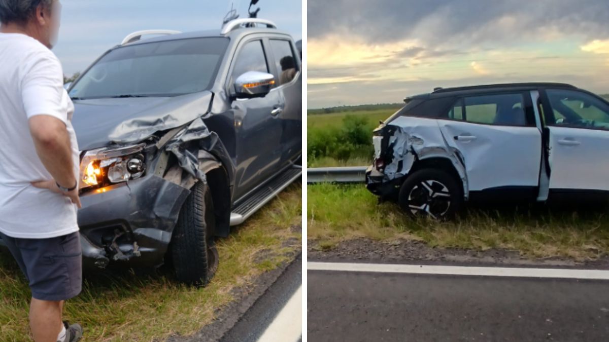El accidente en Ruta 11 desató una pelea entre los protagonistas y los obreros de una empresa vial. No hubo heridos.