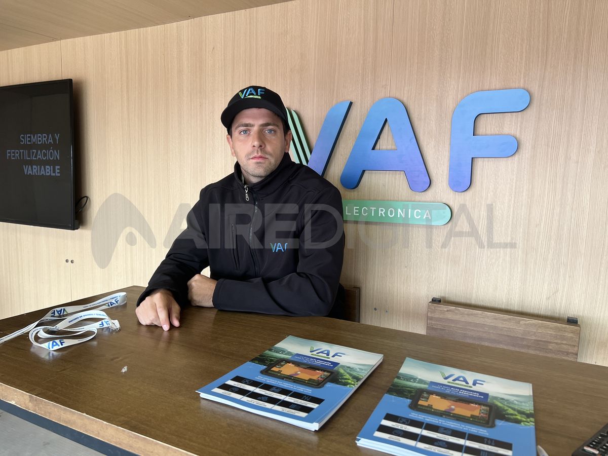 Valentín Noto, socio y fundador de VAF Electrónica, durante la Expoagro 2025. Valentín Noto, socio y fundador de VAF Electrónica, durante la Expoagro 2025.