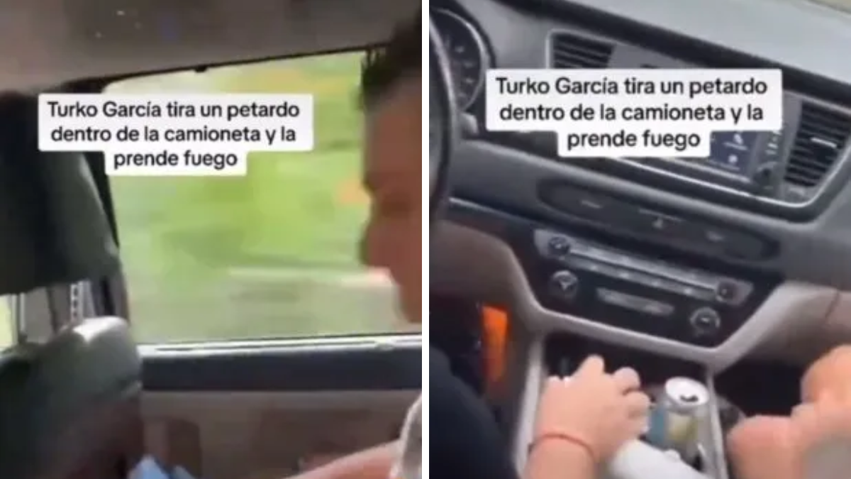 El Turco García tiró un petardo dentro de un auto. El Turco García tiró un petardo dentro de un auto.