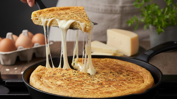 Receta de tortilla de avena y queso en sartén.&nbsp;