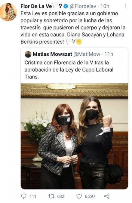 Así compartió en Twitter el esperado momento Flor de la V.