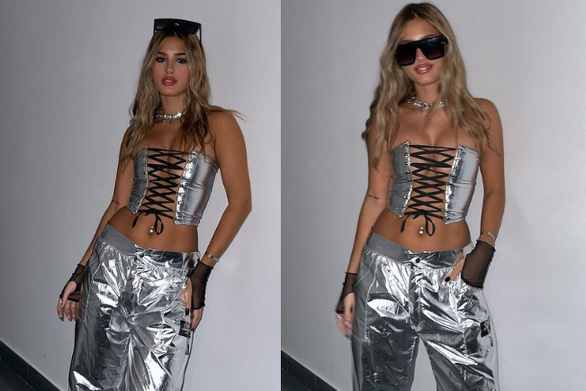 Julieta Poggio brilló en Instagram con un look plateado súper jugado.