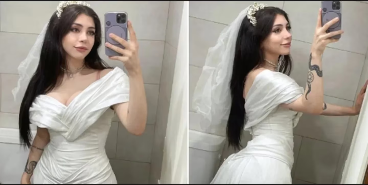 Fue viral: una streamer se compró un vestido de novia y se casó con ella misma