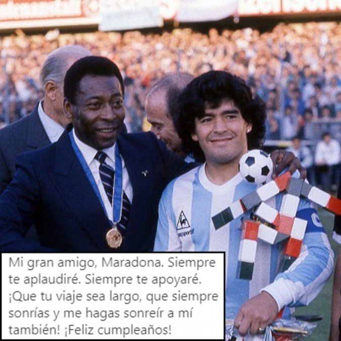 El astro brasilero le deseó felicidades a Diego Maradona