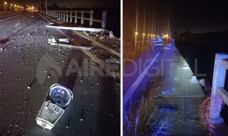 Accidente en la Ruta 168: un camionero atropelló el muro de contención de un puente y cayó al agua Accidente en la Ruta 168: un camionero atropelló el muro de contención de un puente y cayó al agua
