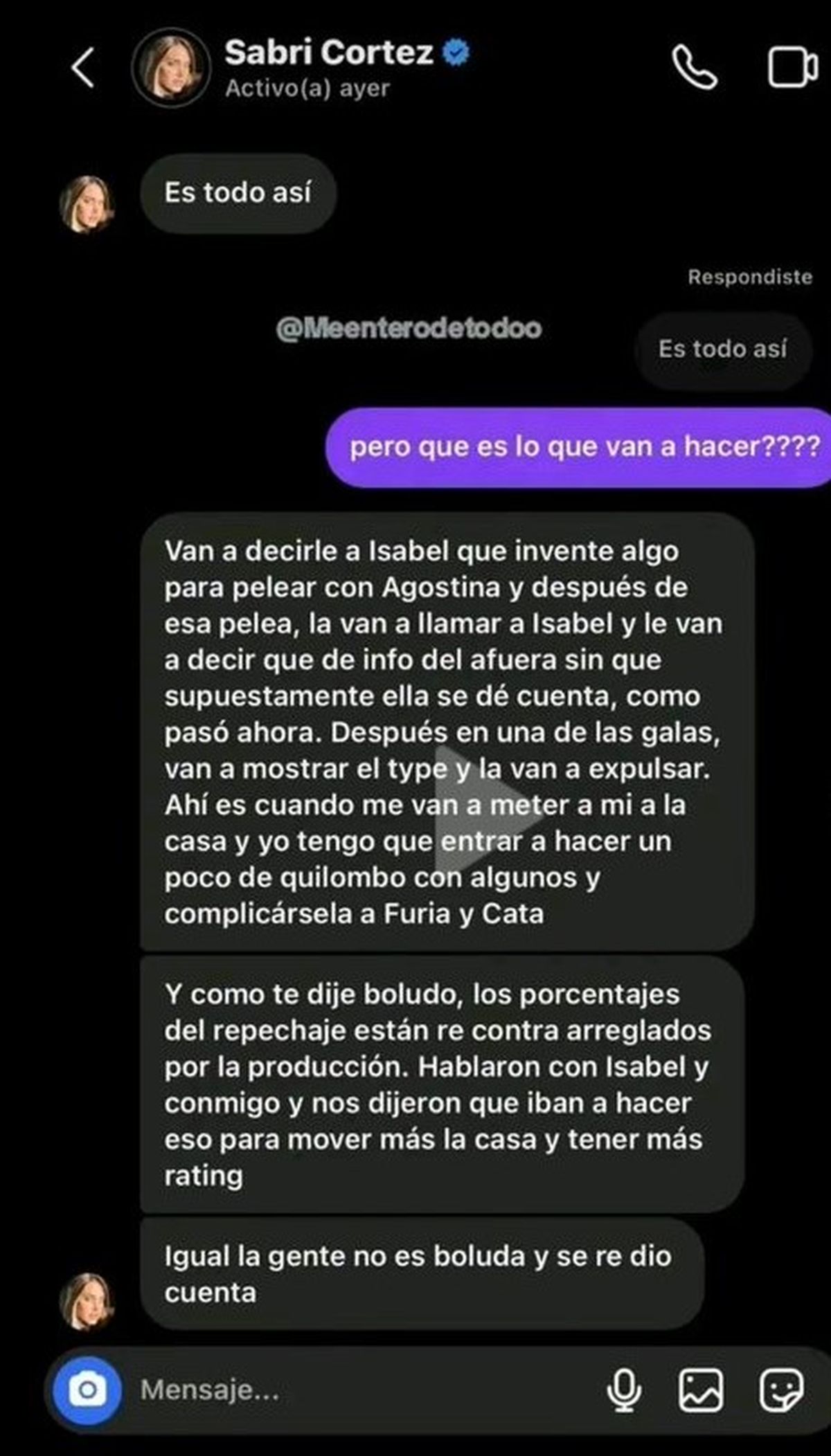 El chat que expuso a la producción de Gran Hermano. El chat que expuso a la producción de Gran Hermano.