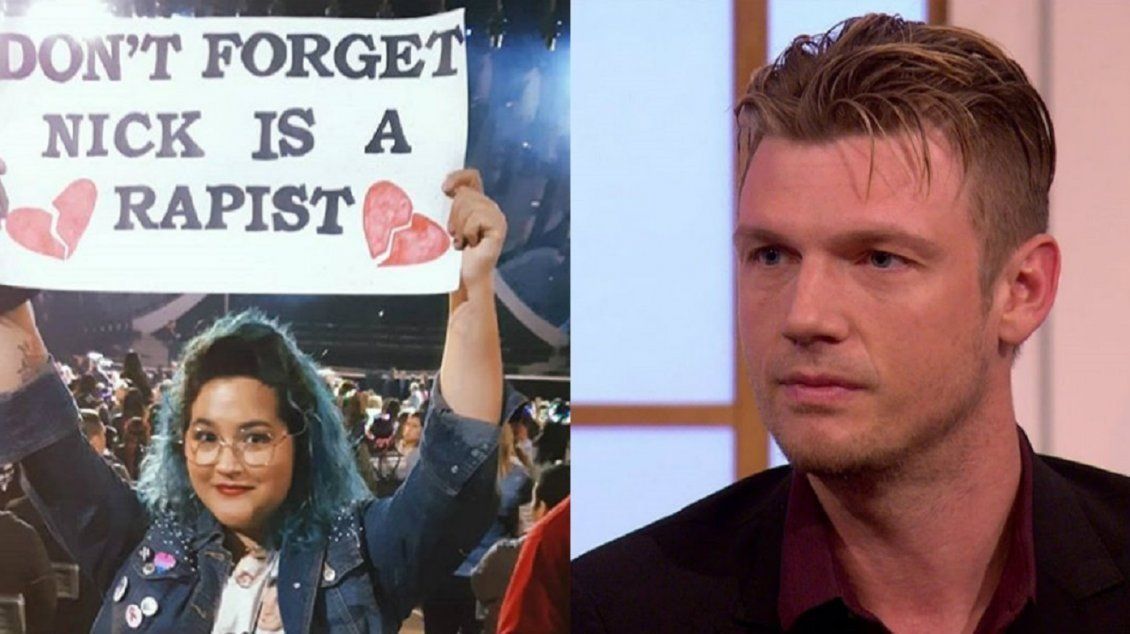 “Nick Carter es violador”: el cartel en el recital de Backstreet Boys