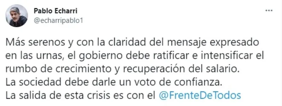 La reflexi&oacute;n de Pablo Echarri despu&eacute;s de las PASO.