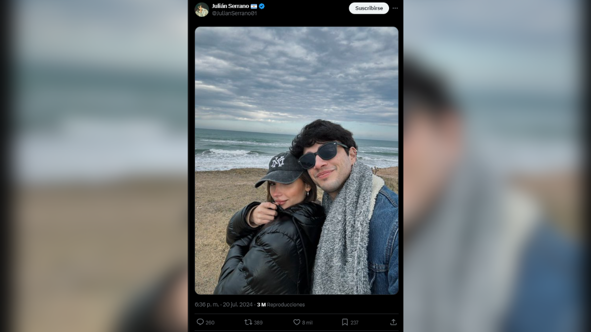 El posteo de Julián Serrano con su novia Chiara De Vita recibió más de 8 mil "me gusta". El posteo de Julián Serrano con su novia Chiara De Vita recibió más de 8 mil "me gusta".