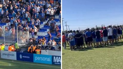Crisis en Godoy Cruz: tras la invasión de hinchas al campo de juego, se viralizó otro apriete de la barrabrava