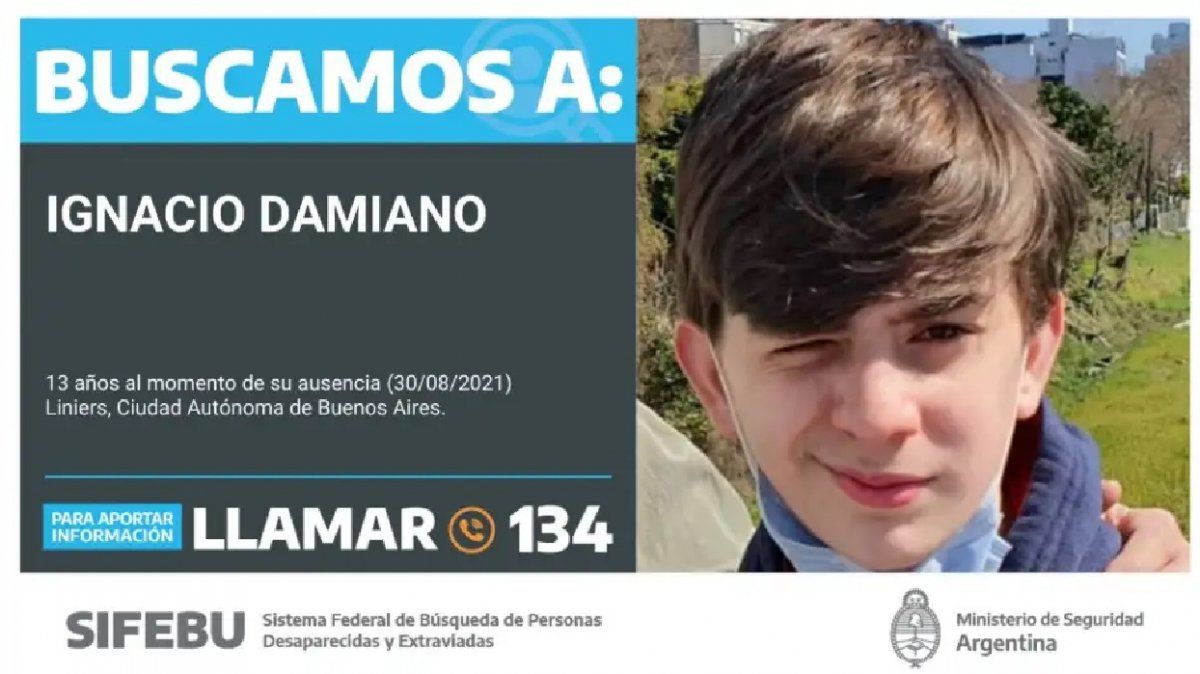 Tras más de 13 horas de angustia, Ignacio Damiano apareció este martes en Ciudad Evita.
