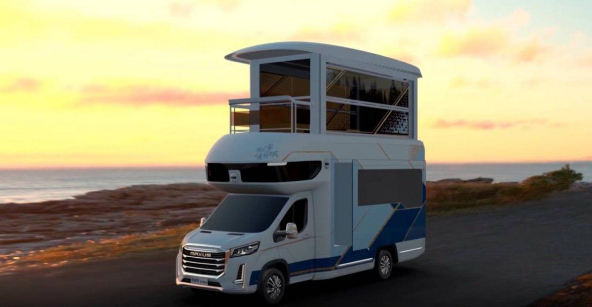 La casa rodante de lujo que tiene dos pisos