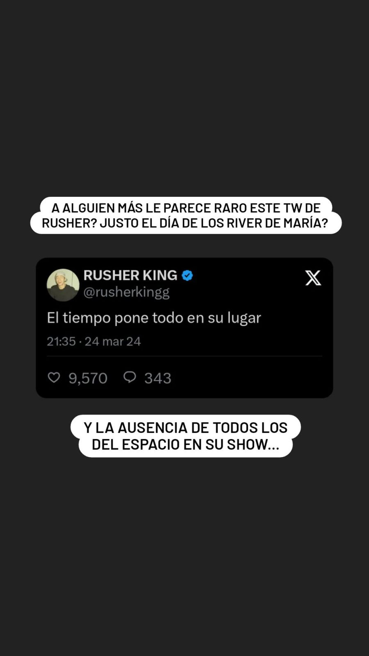 Muchos interpretaron que el mensaje de Rusherking iba destinado a María Becerra. Muchos interpretaron que el mensaje de Rusherking iba destinado a María Becerra.