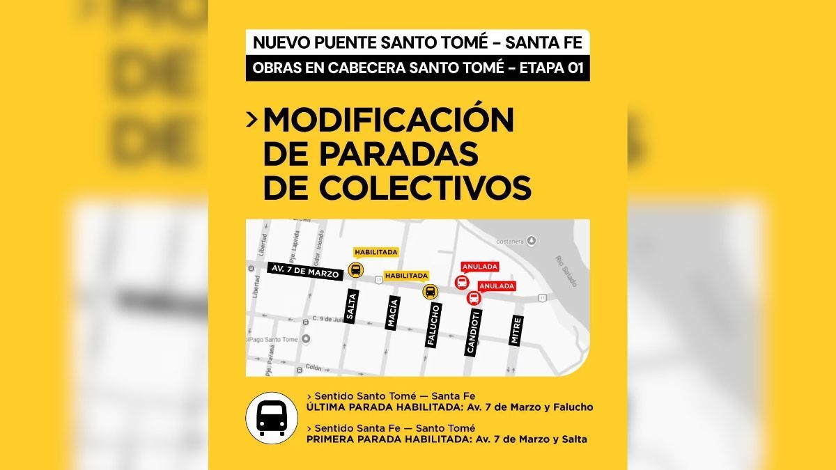 La modificación responde al avance de las obras en la cabecera de Santo Tomé.