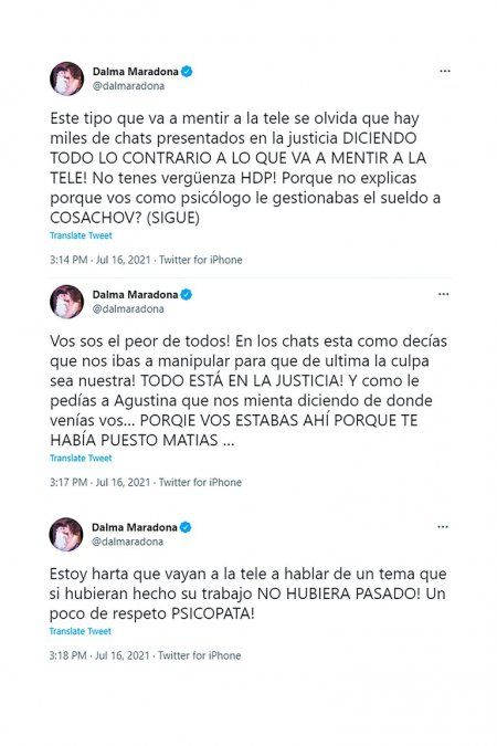 Dalma Maradona estalló en las redes sociales.