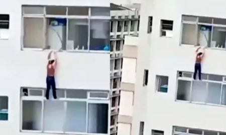 Terrorífico: una mujer quedó colgada de un piso 16 Terrorífico: una mujer quedó colgada de un piso 16