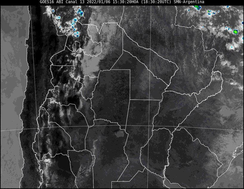 La imagen satelital muestra que el cielo se encuentra prácticamente despejado en toda la provincia y alrededores.