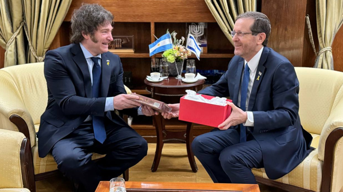 Javier Milei junto al presidente de Israel, Isaac Herzog. Javier Milei junto al presidente de Israel, Isaac Herzog.